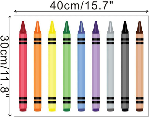 CozyDecor 12" Big Crayon Wall Decals Decorations DIY Stickers for Classroom Playroom, Crayon Decals Stickers for Walls
