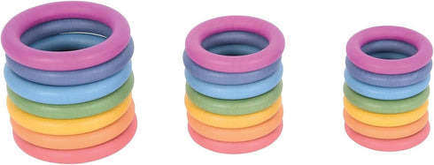 TickiT-73977 Rainbow Wooden Rings - Set of 21, Counting and Sorting Rings, Loose Parts Wooden Toy for Babies and