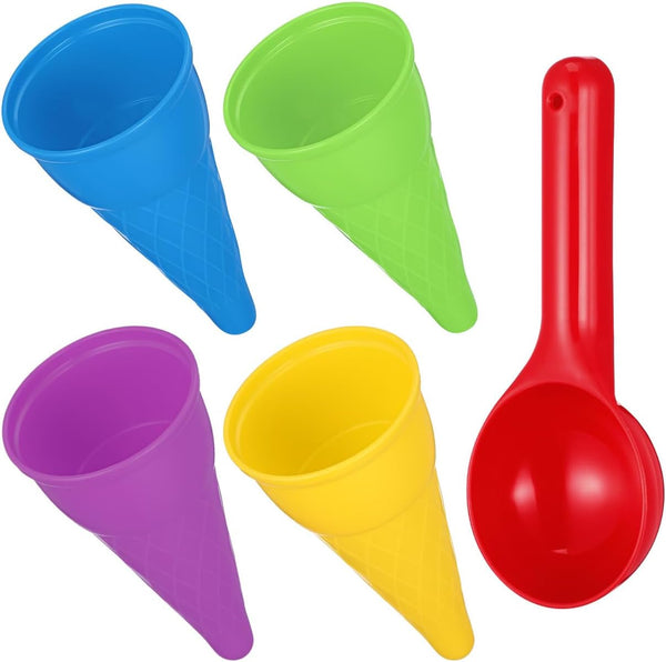 TOYANDONA 5pcs Beach Toys Plastic Ice Cream Cones Scoop Kids Seaside Play