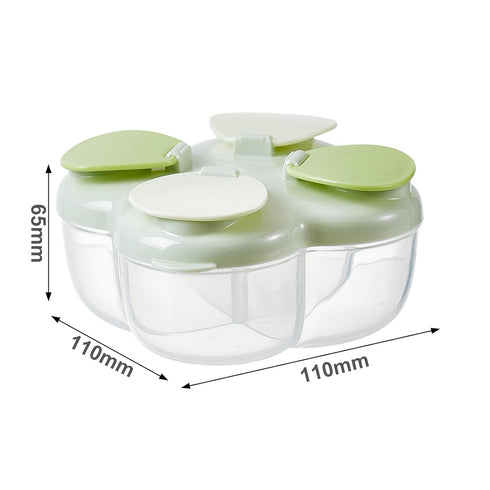 Formula Dispenser No-Spill with Four Compartment, Infant Milk Powder Dispenser Portable On The Go, Kids Snack Formula