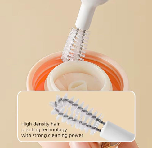Theodate Pierre Set, 6 Baby Bottle Brush Silicone, White and Gray, Piece, Base Supprt, for Bottles, Nipple, Straws