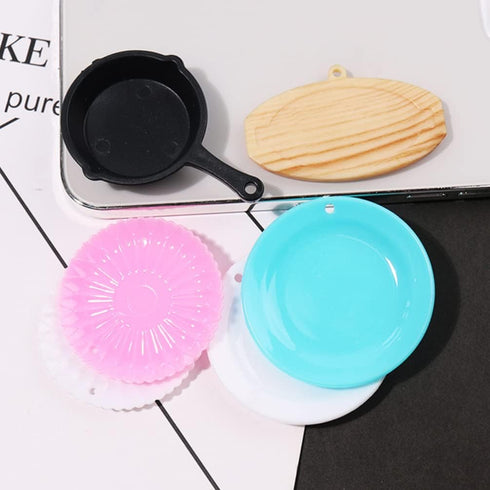 Ciieeo 10Pcs Dollhouse Miniature Plastic Frying Pans, Miniature Pots for Dollhouse Kitchen Cooking Accessories
