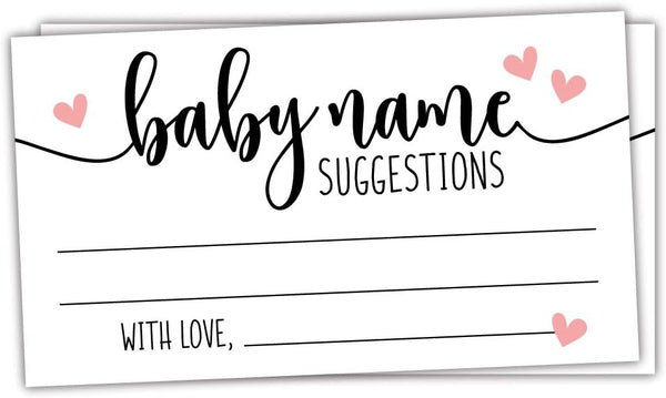 50 Sweet Heart Baby Name Suggestion Cards for Baby Shower