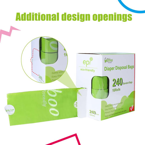 16 Rolls/240 Diaper Bags Disposable for Baby, Refill Bags OXO-Biodegradable Waste Bags,Dirty Disposable Diaper