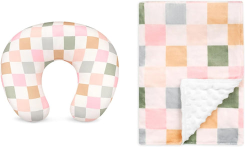 Nursing Pillow Cover, Baby Blanket for Girl and Boy, Colorful Checkered