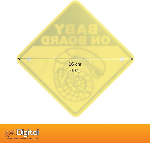 getDigital Chestburster Baby on Board Car Window Sign, Yellow Safety Sign with 2 Suction Cups