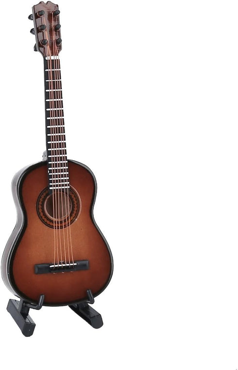 Dselvgvu 5.12"x1.86"x0.68") Wooden Miniature Guitar with Stand and Case Mini Musical Instrument Classic Guitar Replica