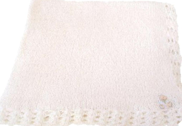 Sanjit Knitted Crochet Finished Light Pink Chenille Large Baby Blanket with White Teddy