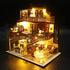 Lannso DIY Dollhouse Miniature Kit with Dust Proof Cover and Music Box, Mini Wooden Dollhouse Toys