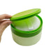 Green Plastic Portable Baby Skin Care After-Bath Powder Puff Case, Talcum Powder Container with Sifter