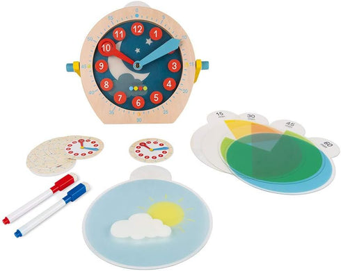 Janod Learn to Tell Time - Wooden Educational Teaching Clock for Ages 5+, J05076