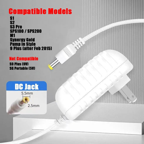 SEEHOM 12V S1, S2 S3 9 SPS100, SPS200, M1 Charger Compatible with Breast Pump Models Plus, Pro, Plus, Power Supply Cord