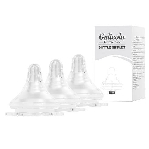 Gulicola Natural Flow Baby Bottle Silicone Nipple Level 2, Medium Flow (M),