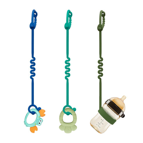 Toy Straps for Baby, 3 Pack Adjustable Silicone Straps for Sippy Cups, High Chairs, Cribs, Car Seats