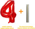 32 Inch Red Number 4 Balloons, Foil Balloon for Birthday Party Decoration Supplies