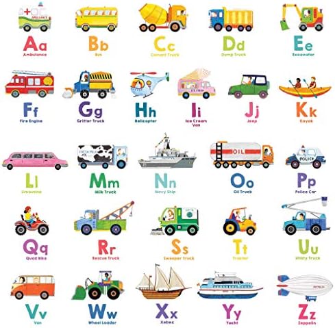 DECOWALL DS8-2005N Transport Alphabet Kids Wall Stickers, Peel and Stick Removable Decals for Nursery Bedroom