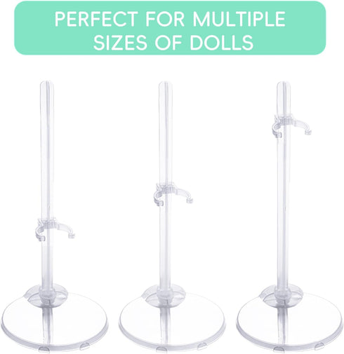XJMWXHFC 10pc 11-13 Inch Adjustable Doll Display Holders, Clear Plastic Action Figure Stands, Transparent Support