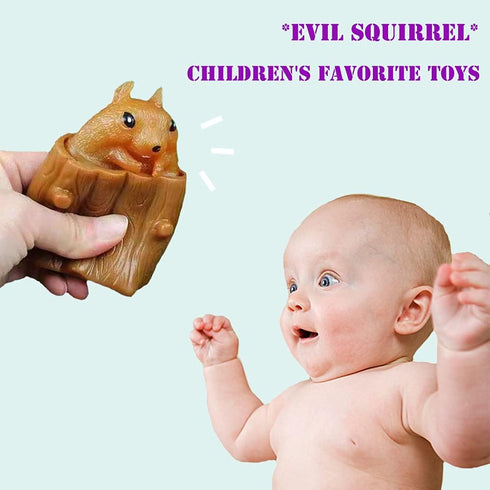 Squirrel Squeeze Toys, Evil Squirrel Decompression Rubber Fidget Toy, 4Pcs Stress Relief Gift for Kids and Adults