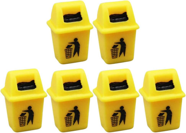 Toyvian 6Pcs Mini Trash Can Toy, Dollhouse Trash Can Educational Garbage Pail Model Toy