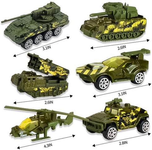 Diecast Military Vehicles Truck Set, Alloy Army Model Toys, Trucks, Tank, Helicopter, Mini Toy Car for Kids 3-6
