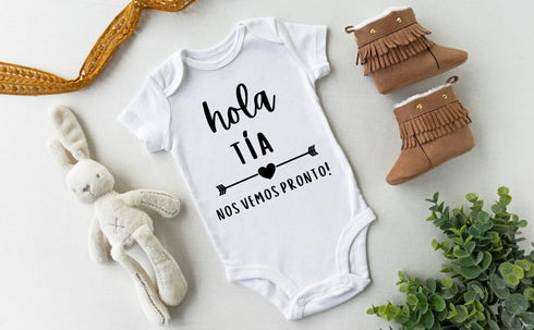 Generic "Hola Tia Nos Vemos Pronto" Pregnancy Announcement Outfit Gift for Expecting Aunties