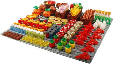 180pcs Food Building Blocks Kitchen Accessories Set, DIY Building Set Compatible with All Major Brands (#B)
