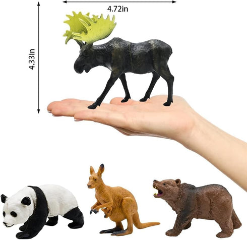 BOLZRA Playset 21Pcs Safari Animals Figures Toys, Realistic Wild Zoo Animal Figurines, Plastic African Jungle Animals