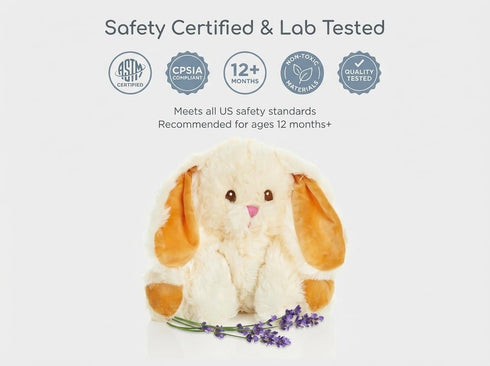 1.5 lb, Bashful Bunny Microwavable Easter Stuffed Animal, Weighted Heatable and Coolable Lavender Scented Plush