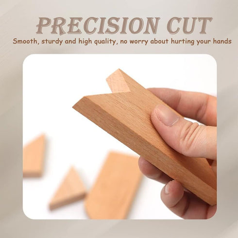 Wood T Shape Puzzle, 4 Pieces Brain Teaser Toy for Kids & Adults, Advanced Level Gift