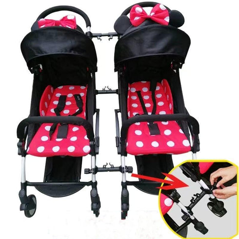 Twin Stroller Connector Side by Side, Universal Stable Baby Stroller Pushchair Connectors Detachable Adjustable Two