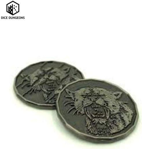 Dice Dungeons Feline Monster Coin Token Pack (5 Pack) for D&D Play