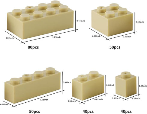 Feleph 260 Pieces Tan Bulk Bricks, Classic Building Creative Play Blocks Set Compatible with Major Brick Brands