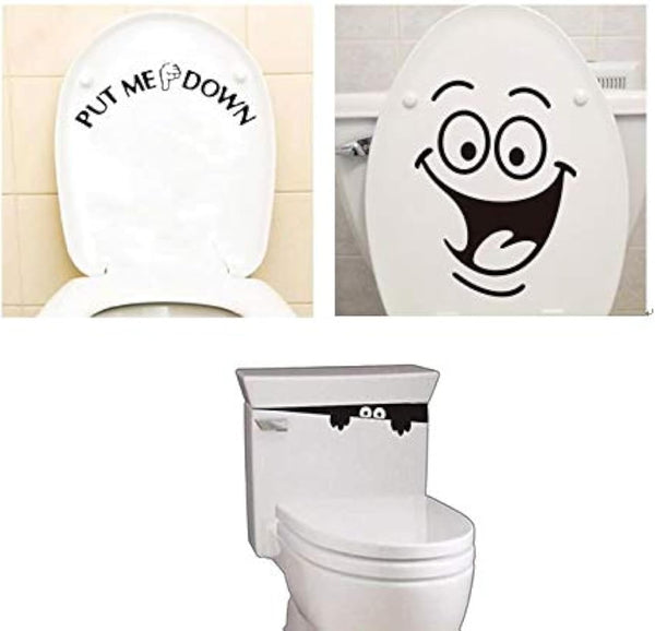 POPIGIST 3pcs Combo Washroom Room WC Toilet Seat Stickers Put ME Down Monster
