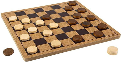 The Dreidel Company Classic Wooden Board Games, Great for Prizes, 10" (Wooden Checkers)