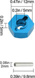 Hobbypark Aluminum Wheel Hex Hubs - 12mm Drive Adapter with Pins - Pack of 4