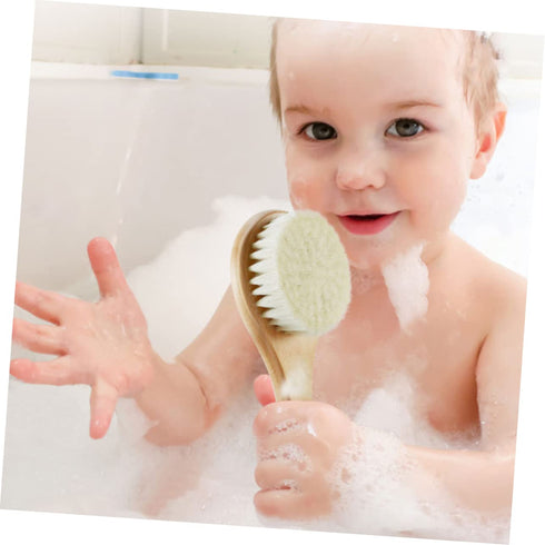 Set VICASKY Wooden Care Brush and Multi-use Woolen Comb for Newborns and Toddlers Gentle Scalp Massager for Healthy