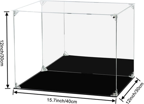 Acrylic Display Case for Collectibles, Clear Box with Mirrored Back for Action Figures, Lego Model, Doll Toys Display