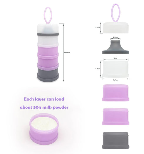 LADISO 4 Baby Formula Dispenser, Formula Container, BPA Free, Layers, Baby Feeding Travel Storage Container, Portable