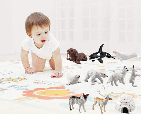 Mini Arctic Animals Toys Set - 10PCS Polar Animal Figurines Play Set for Toddlers
