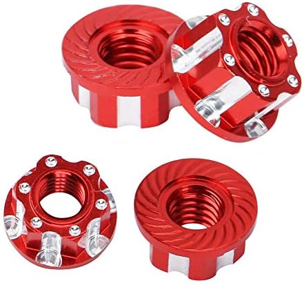 VGEBY 4pcs RC Hex Nuts, M4 Carving Hexagonal Nuts Aluminum Alloy for D3 D4 1/10 RC Car (Red)