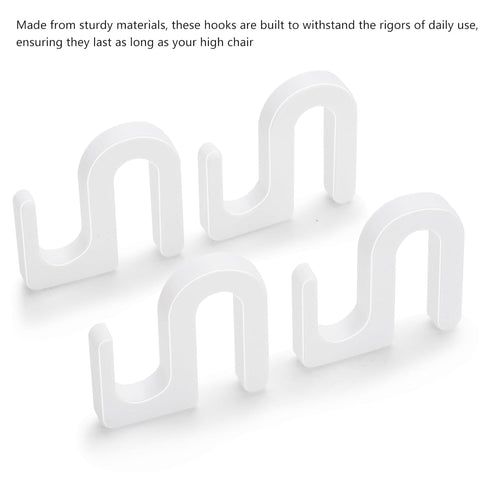 Zynoro 4 Pack Chair Back Hook Compatible with Stokke Tripp Trapp High Chair, White Non-Slip Clip for Hanging Small