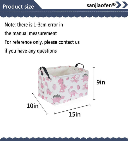 Rectangular Pink Baskets,Dinosaur Basket Cute Storage Basket Organizer for Kids Room Dinosaur Decor ,Clothers,Toys