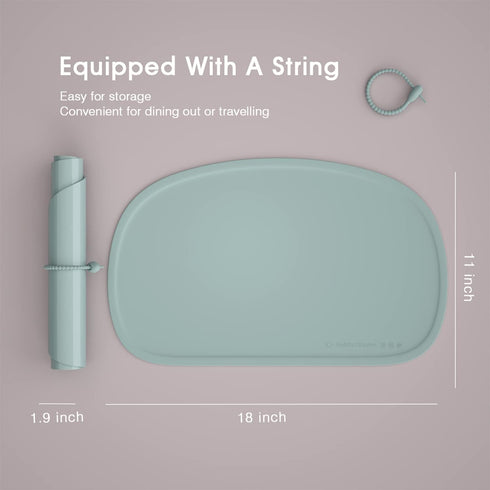Cuddle Campus Silicone Placemat with Raised Edges for Kids, Non-Slip Table Setting for Dining, Comes with String for