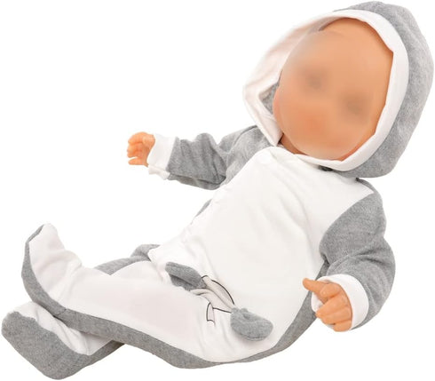 Miunana 1pcs Elephant Pajamas Outfit for 13-15 Inch Baby Doll Clothes, Grey and White Doll Pajamas