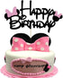 Black Pink Happy Birthday Cake Topper, Pink Bow Tie Decoration for Baby Shower Birthday Party Supplies