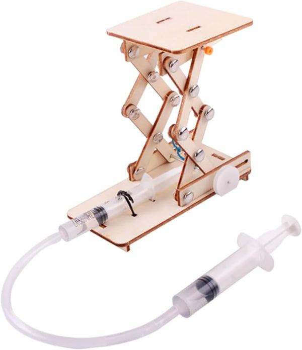Toyvian 1 Set Hydraulic Lift Model Wood Puzzle Toy for Kids, Mechanical Model Building Kits