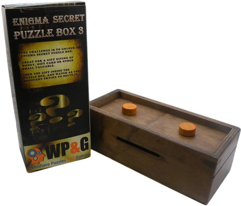 Puzzle Box Enigma Secret Explorer - Wooden Magic Trick Lock Gift Card Holder with Hidden Compartment Piggy Bank