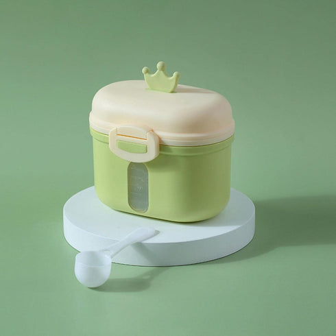 harayaa Formula Dispenser Milk Powder Storage Box with Double Compartments Leakproof Lid Spoon Included Portable Design