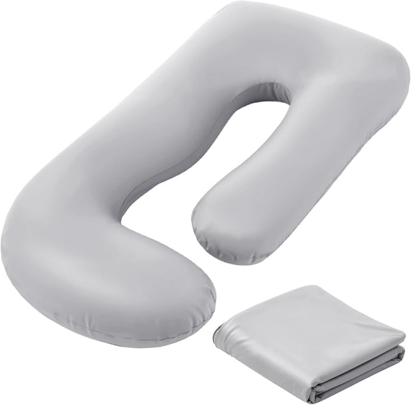 Hahafelt Cooling Pregnancy Pillow Cover (Only Pillowcase) 59 Inch Large J Shaped Full