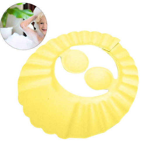 Srliya Baby Shower Shampoo Bath Cover Soft Adjustable Visor Hat for Toddlers Silicone Hair Sun Ear for Kids (Yellow)